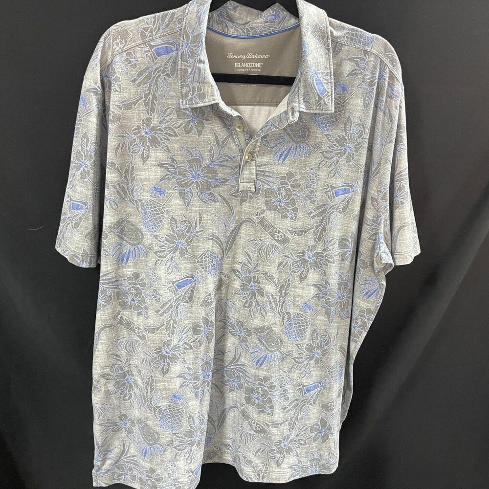 Tommy Bahama Islandzone Mens Pullover Polo Shirt XXL Gray